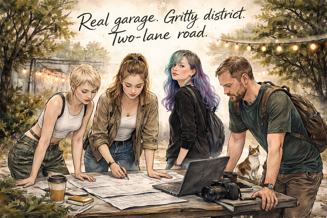 What are the three budget-friendly locations your guild can actually get to for Motorcycles and Tattoos?