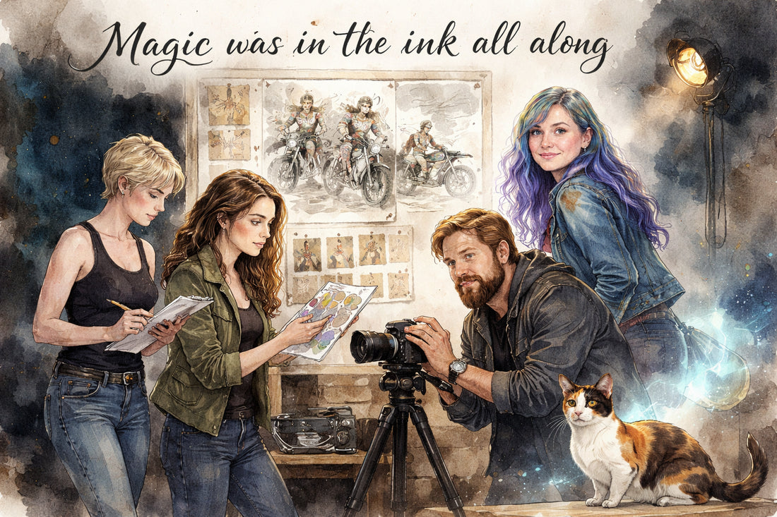 This is it — how does Magic actually break through in a Motorcycles and Tattoos photoshoot?