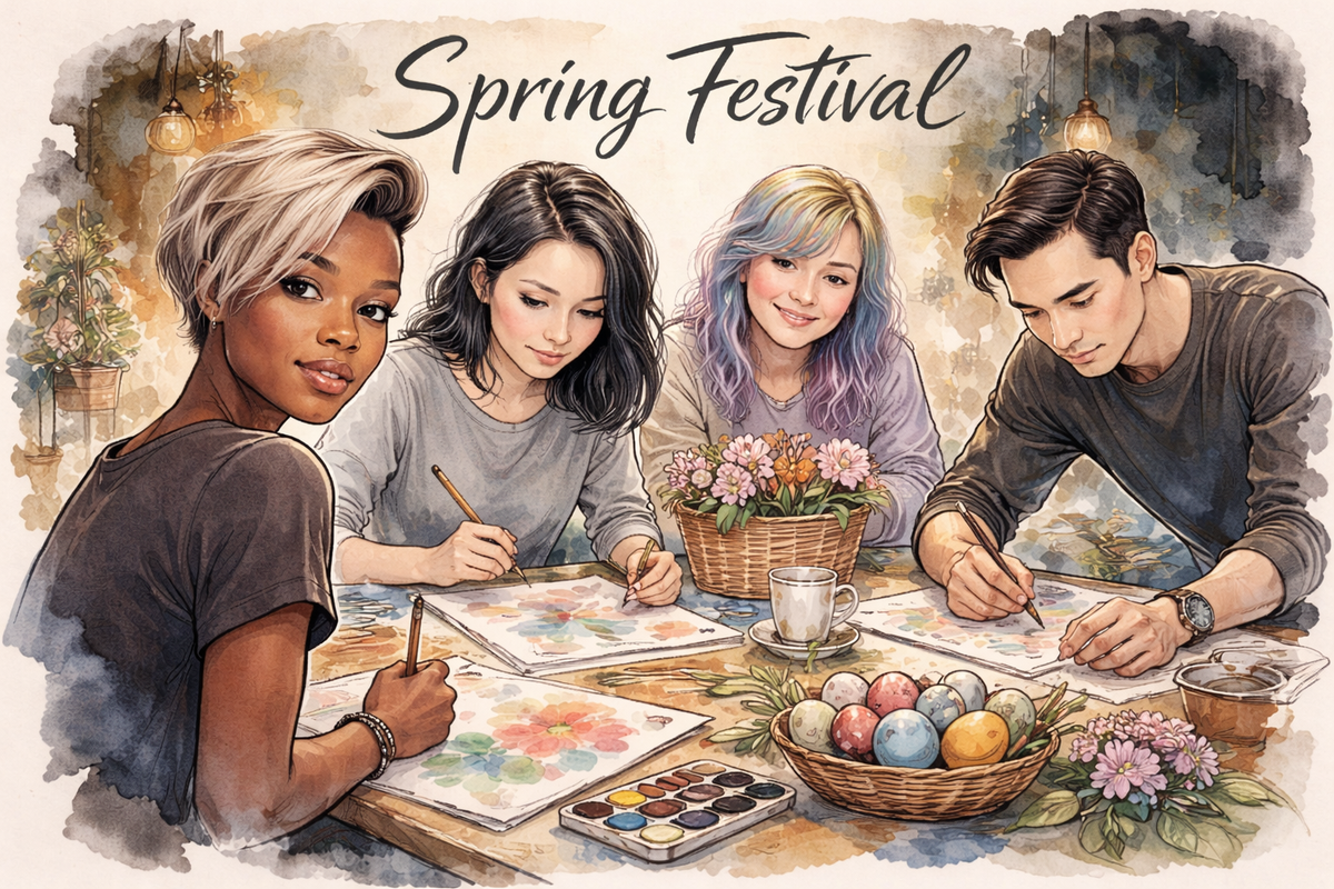 What are the next 3 reinforcing visual anchors of a Spring Festival photoshoot?