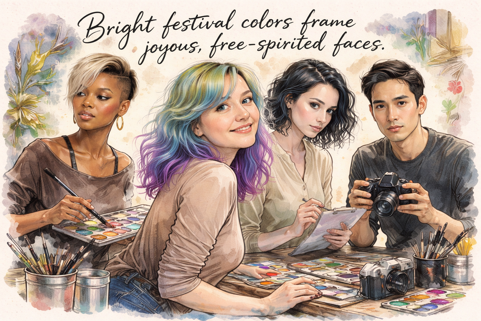 What are the top 3 face and makeup visual cues for a Spring Festival photoshoot?
