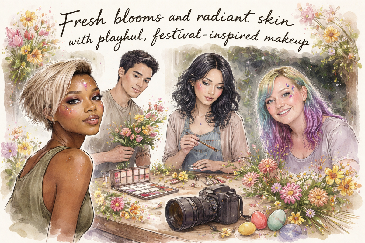 What are the top 3 face and makeup visual cues for a Spring Festival photoshoot?