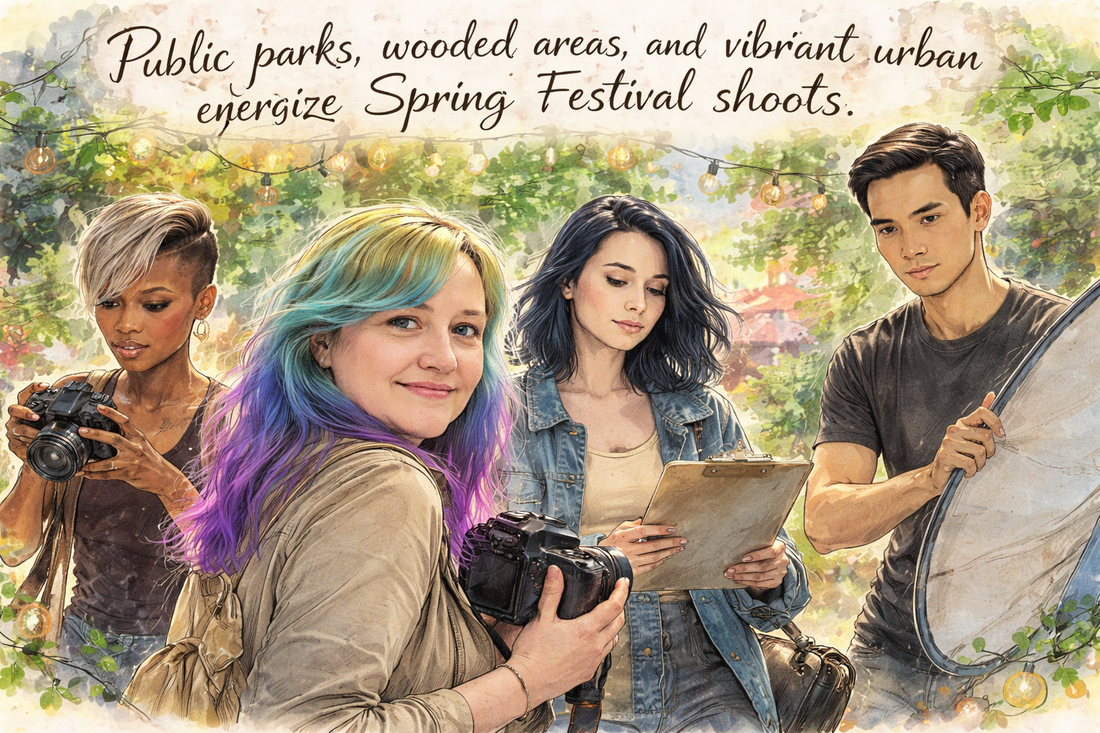 What are the top 3 free shoot locations for a Spring Festival photoshoot?