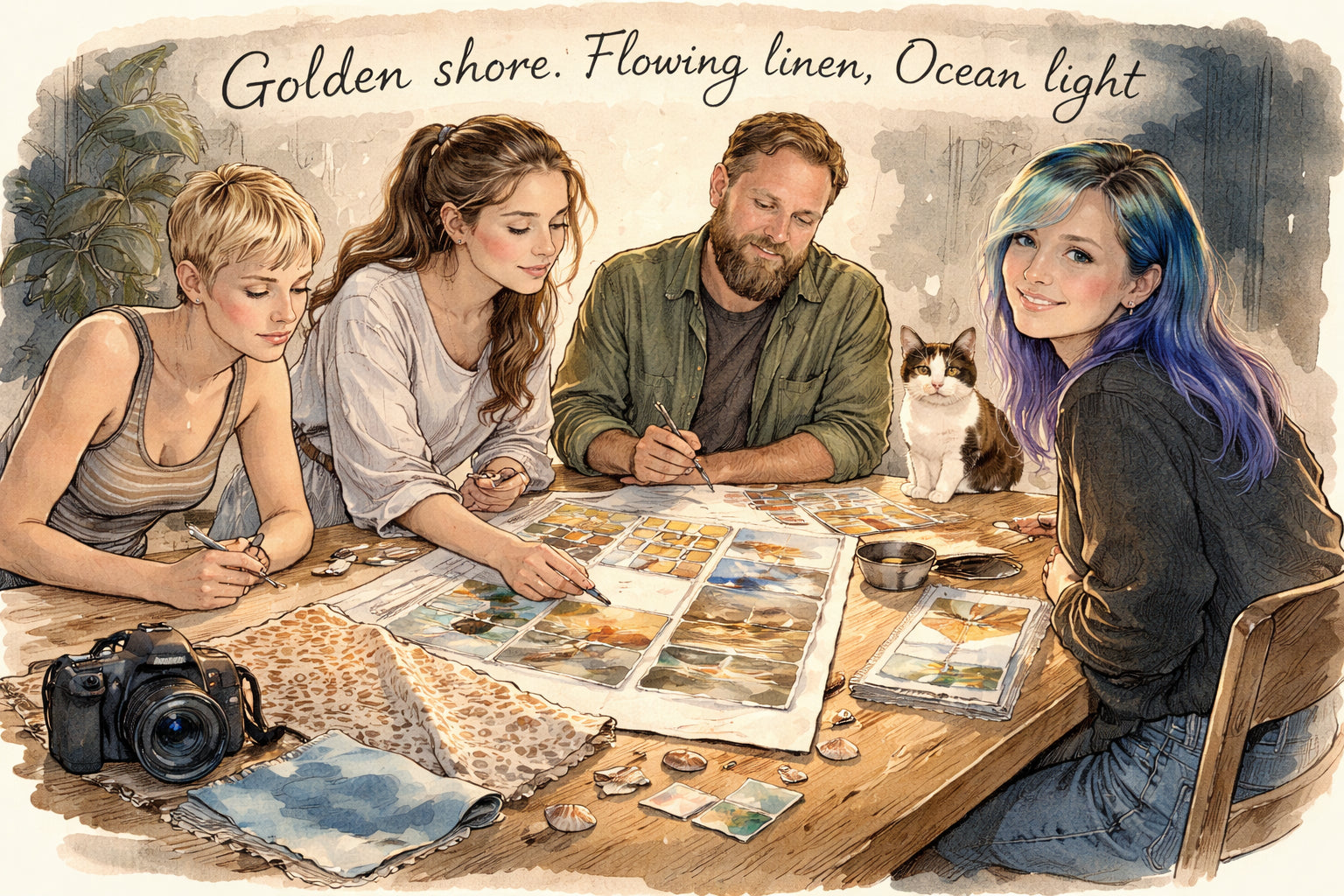 What are the three things that have to be in every Sun-Kissed Shores frame?