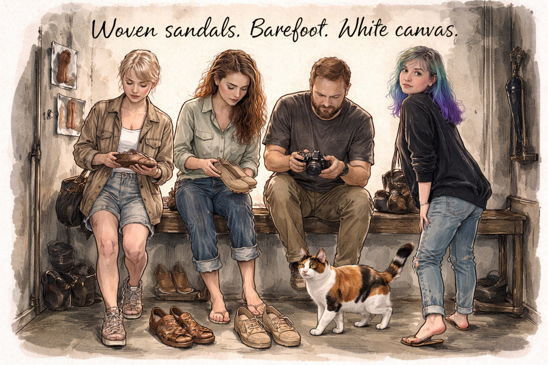 What are we putting on their feet for Sun-Kissed Shores?