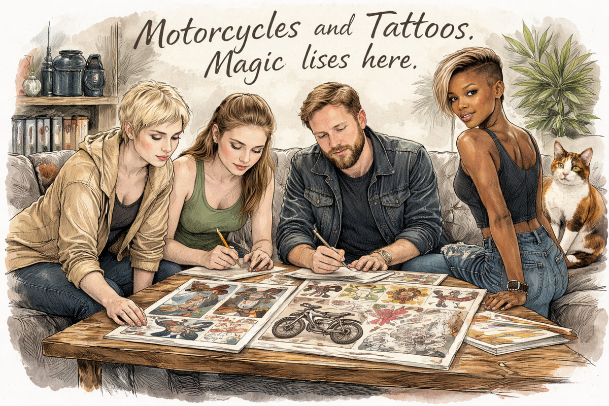 Of Midsummer Night, Sun-Kissed Street, and Motorcycles and Tattoos — which one are we doing and why?